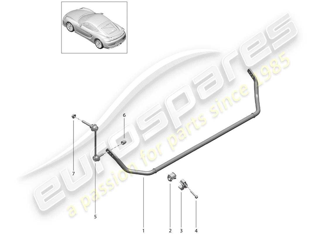 porsche 2016 (981 cayman gt4) schéma des pièces du stabilisateur