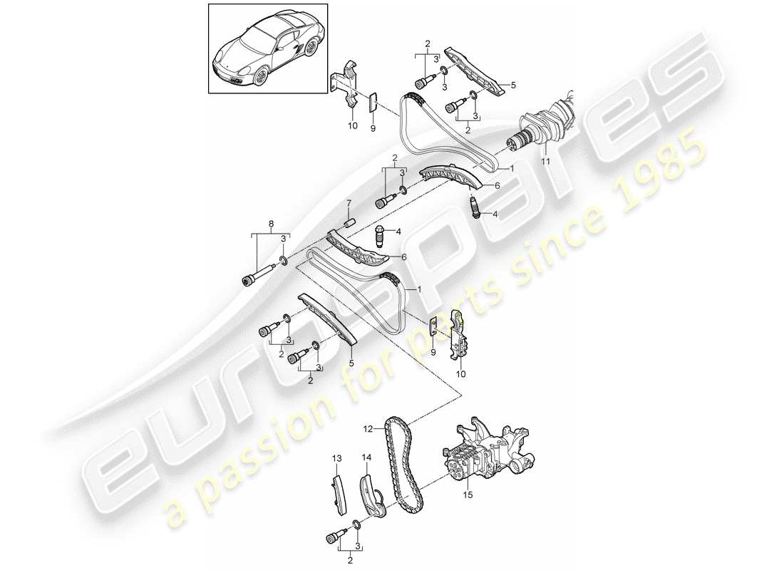 porsche 2012 (987 cayman) commande de soupape schéma des pièces