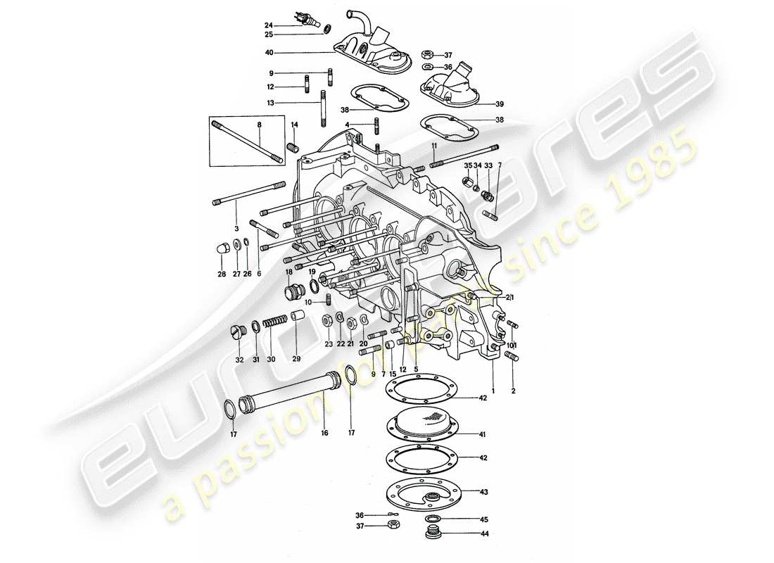 porsche 1974 (911) carter moteur - kit de réparation pour l'entretien - voir illustration : vue éclatée