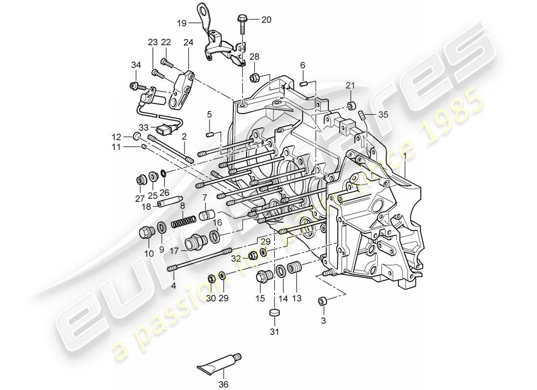 porsche 2008 (997-1 gt3) carter moteur schéma des pièces