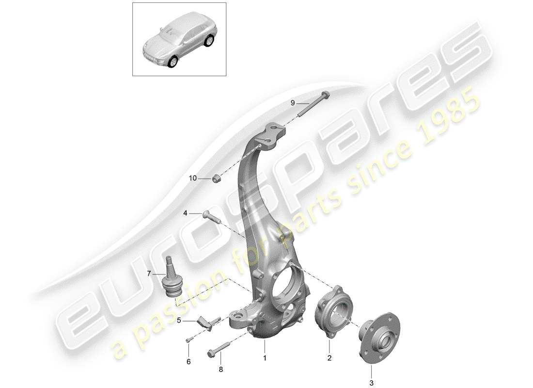 porsche 2015 (macan) roulement de pivot schéma des pièces