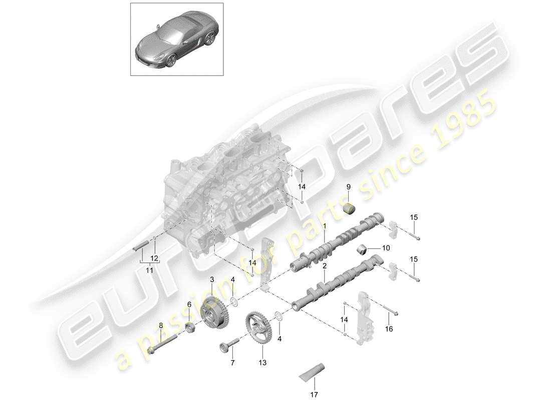 porsche 2015 (981 boxster) schéma des pièces de l'arbre à cames