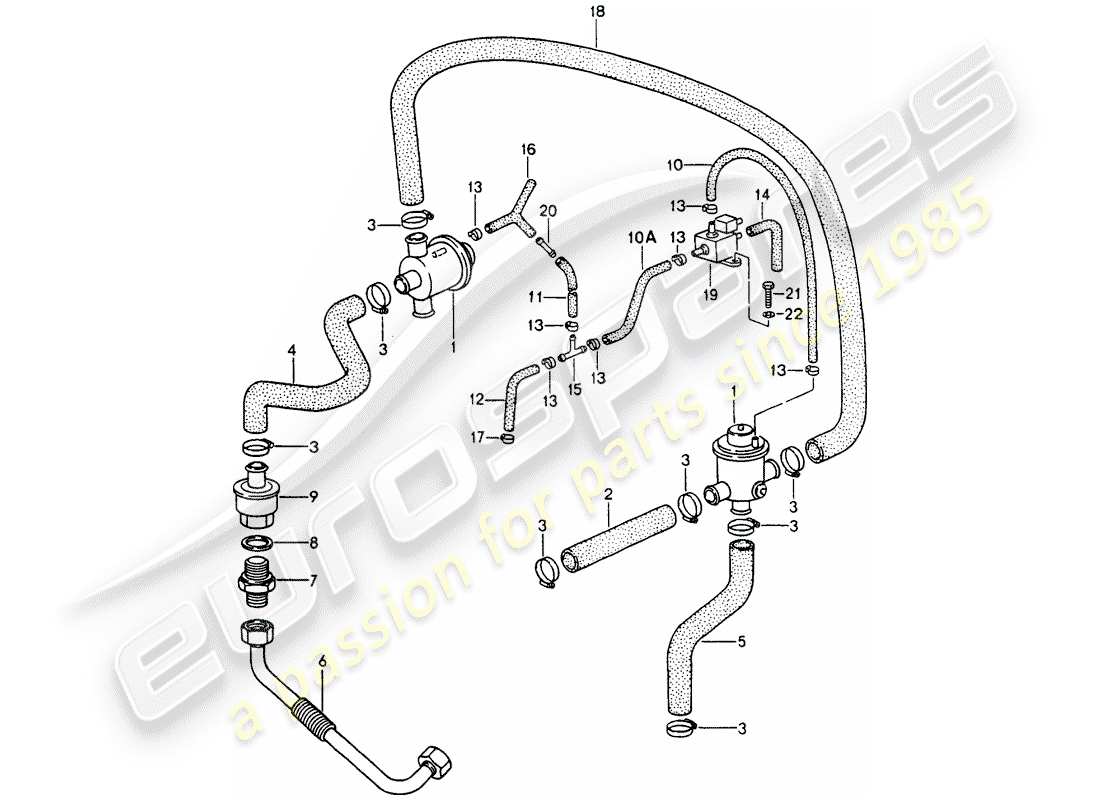 porsche 1990 (964) injection d'air schéma des pièces