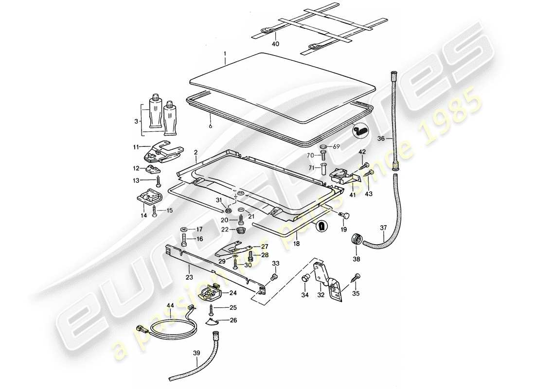 porsche 1993 (968) toit relevable schéma des pièces