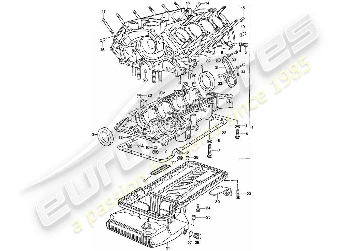 porsche 1986 (928) carter moteur - kit de réparation pour l'entretien - voir illustration : vue éclatée