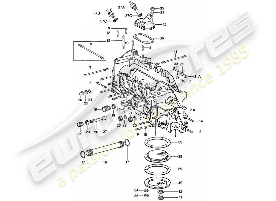 porsche 1978 (911) carter moteur - kit de réparation pour l'entretien - voir illustration : vue éclatée