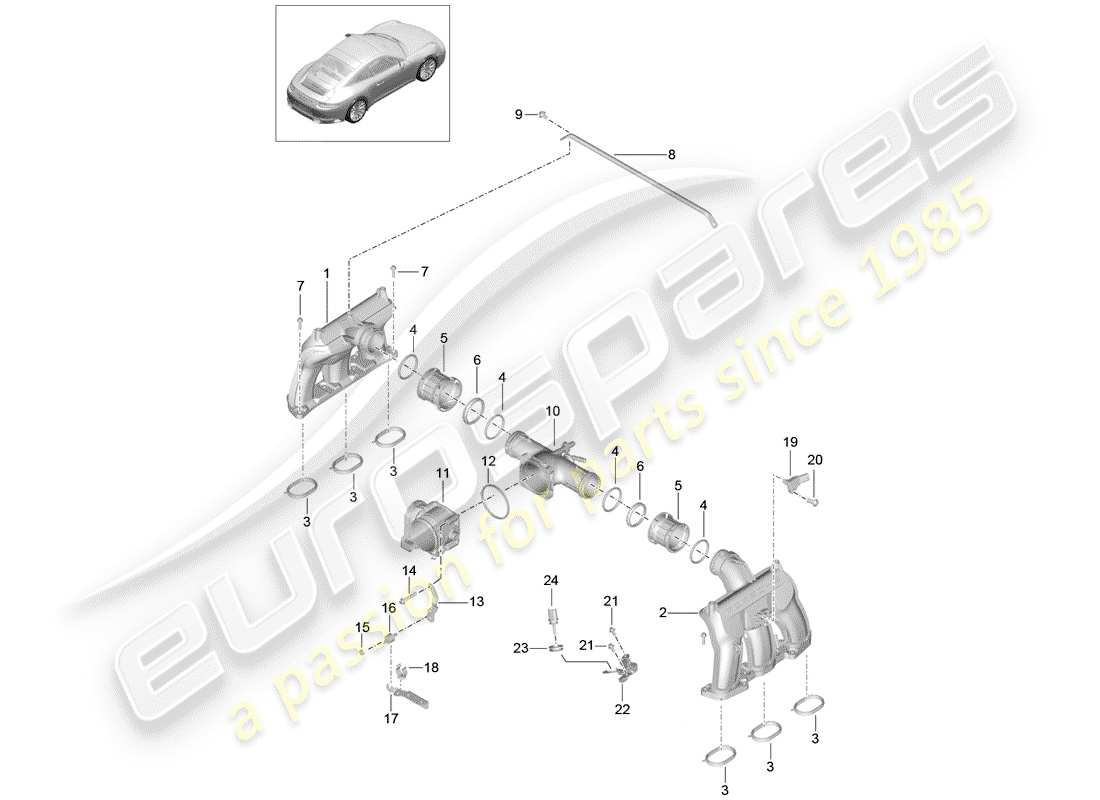 porsche 2020 (991-2) distributeur d'air d'admission schéma des pièces