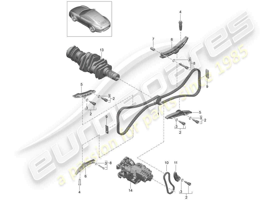 porsche 2014 (991-1) commande de soupape schéma des pièces