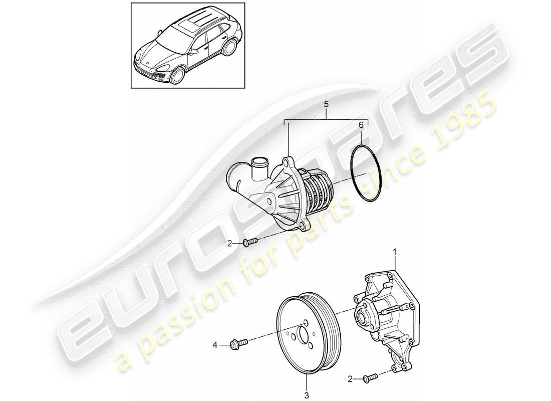 porsche 2014 (cayenne e2 92a) pompe à eau schéma des pièces