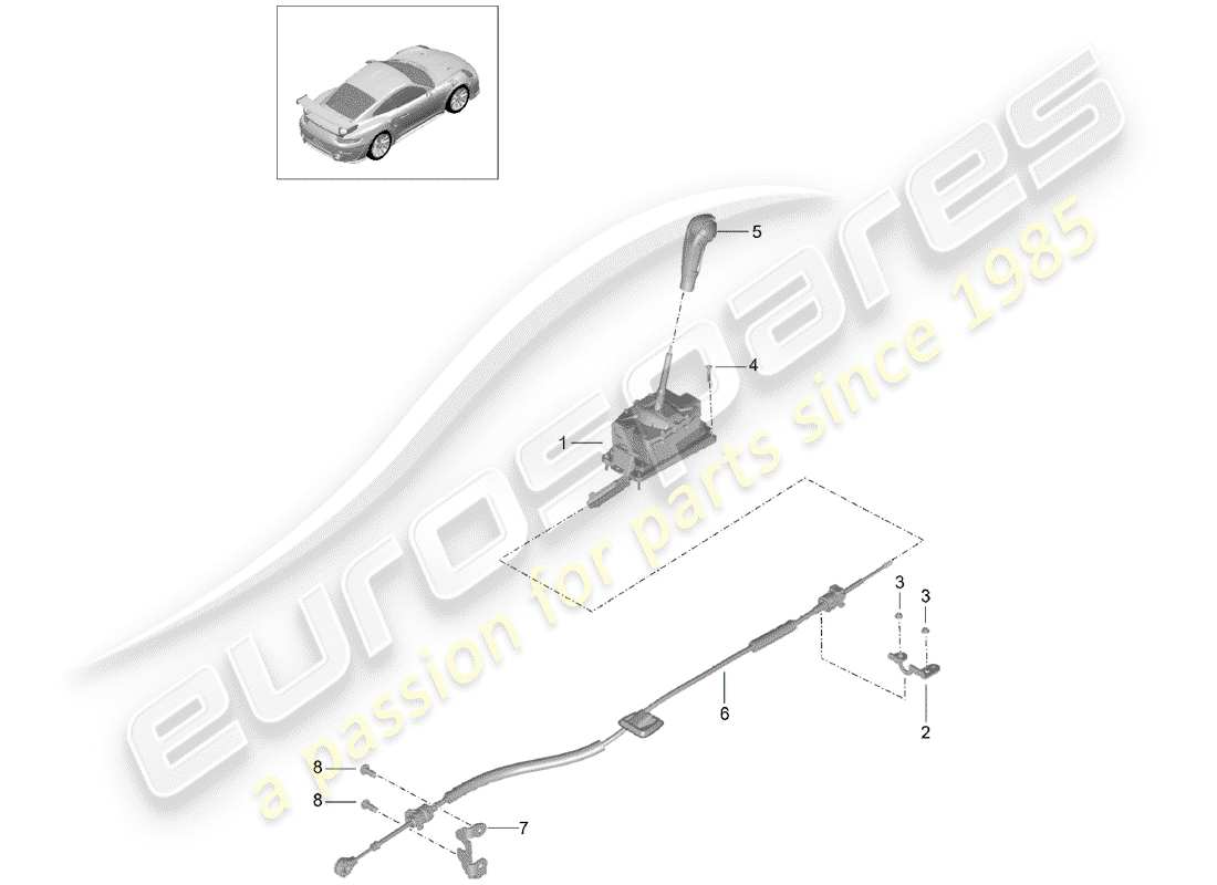 porsche 2014 (991-1 turbo) levier sélecteur schéma des pièces