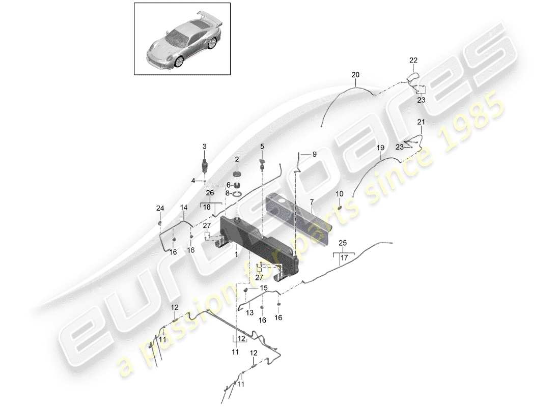 porsche 2014 (991-1 turbo) réservoir d'eau pour l'eau schéma des pièces