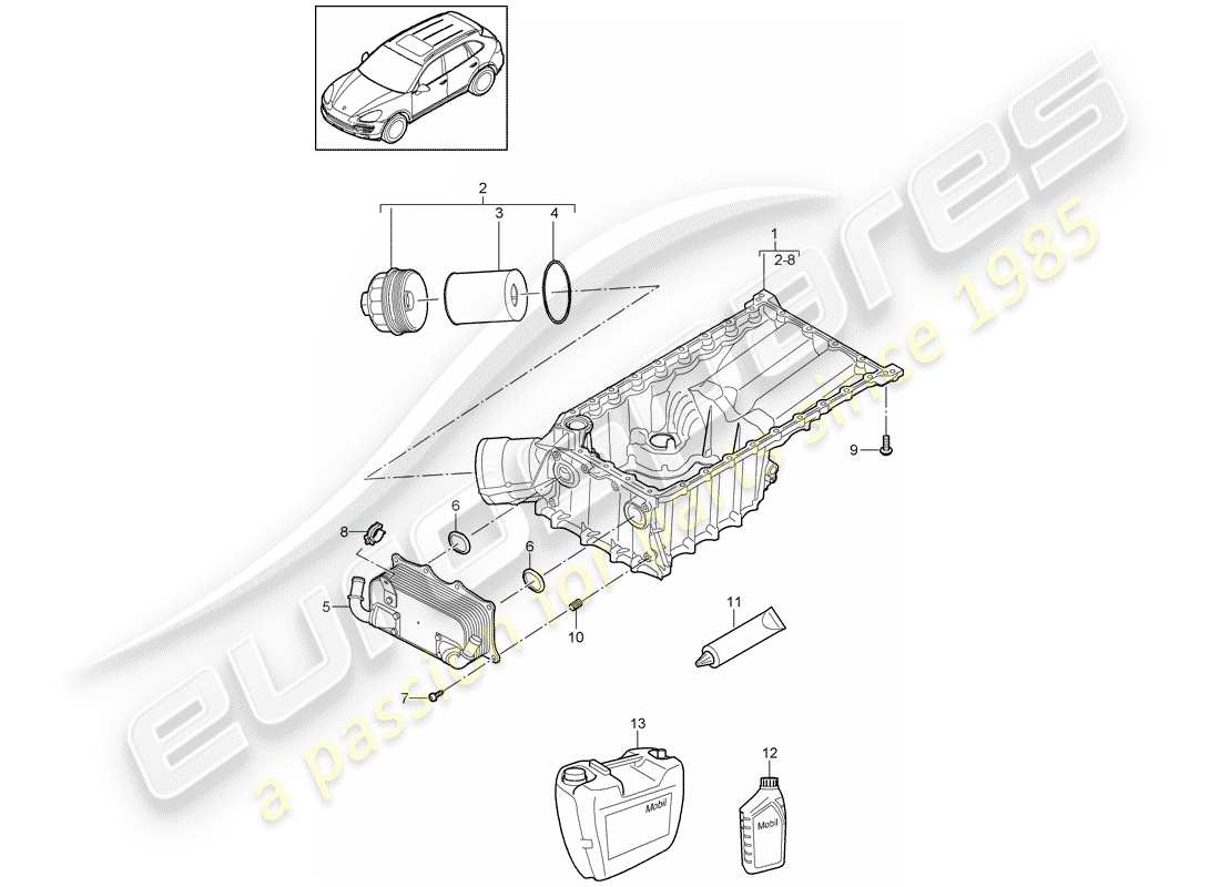 porsche 2014 (cayenne e2 92a) boîtier conducteur d'huile schéma des pièces