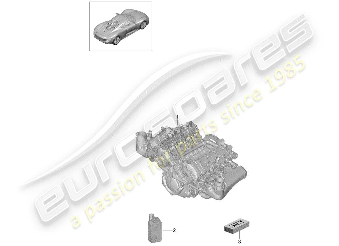 porsche 918 spyder (2015) moteur de remplacement schéma des pièces