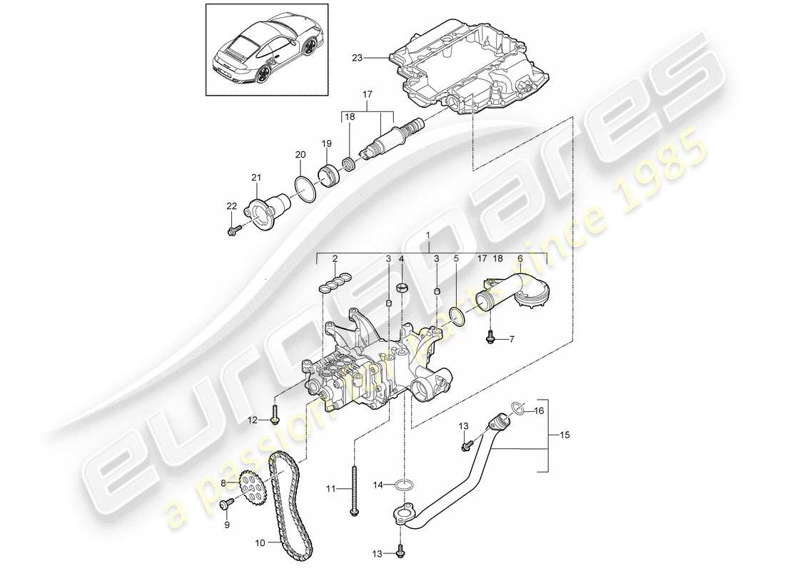 porsche 2011 (997-2 turbo / gt2 rs) pompe à huile schéma des pièces