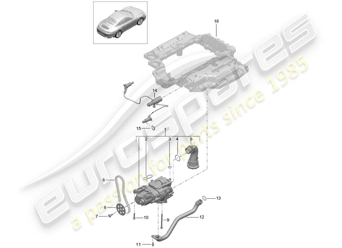 porsche 2017 (991-2) pompe à huile schéma des pièces
