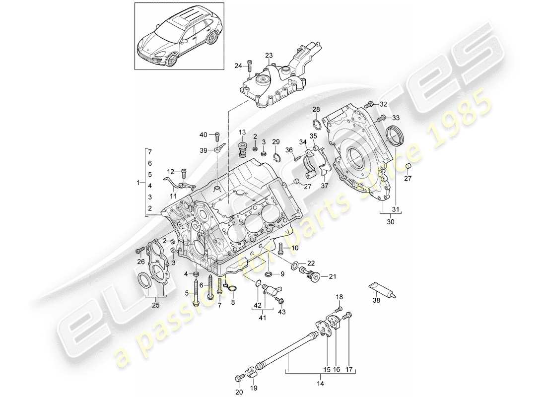 porsche 2014 (cayenne e2 92a) carter schéma des pièces