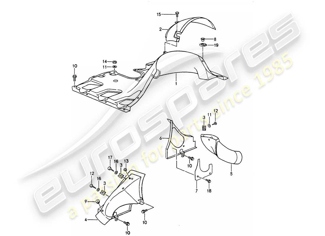 porsche 1990 (964) diagramme des pièces du conduit d'air