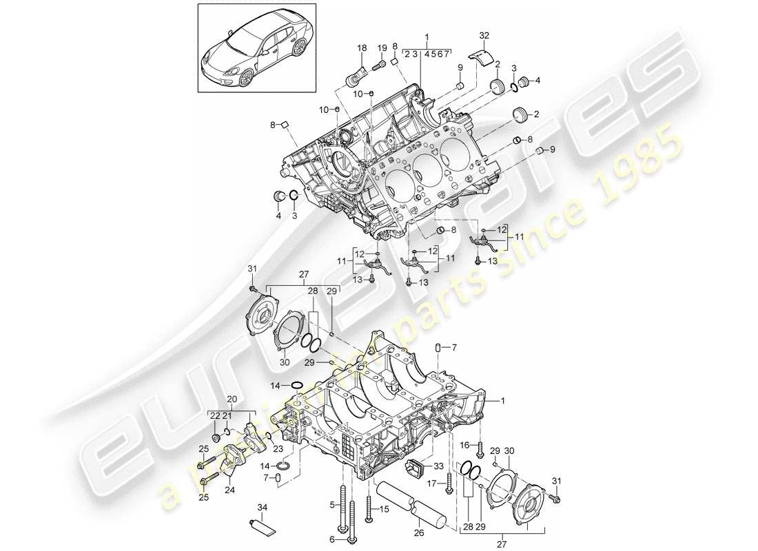 porsche 2016 (panamera 970) carter moteur schéma des pièces