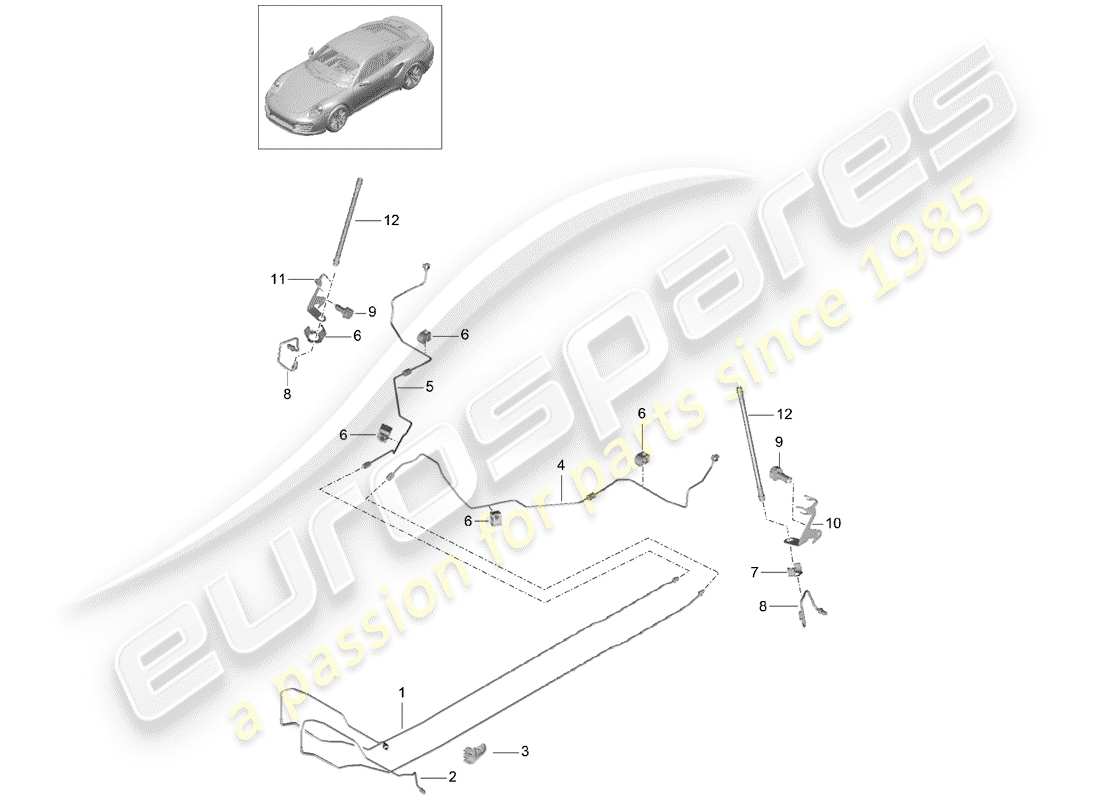 porsche 2017 (991-2 turbo) conduite de frein schéma des pièces
