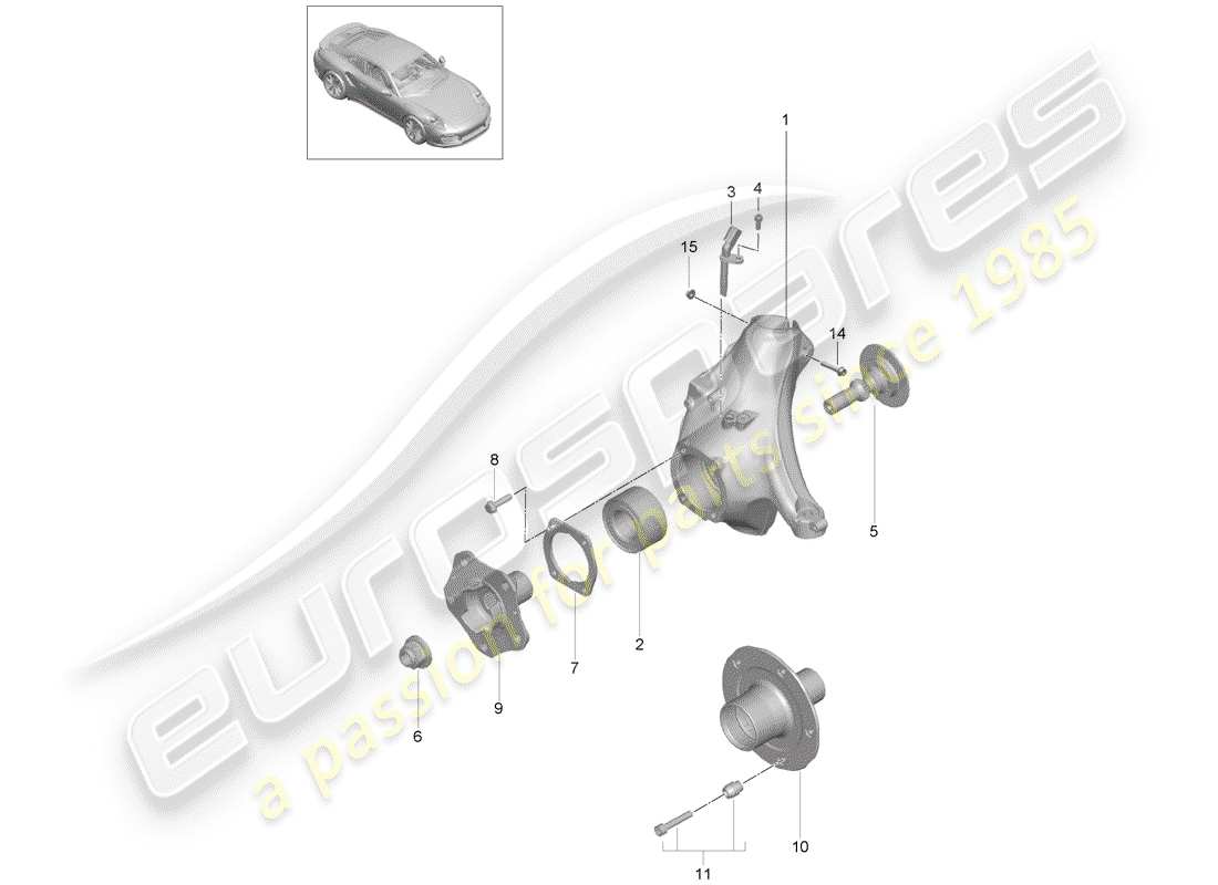 porsche 2016 (991-1 turbo) support de roue schéma des pièces