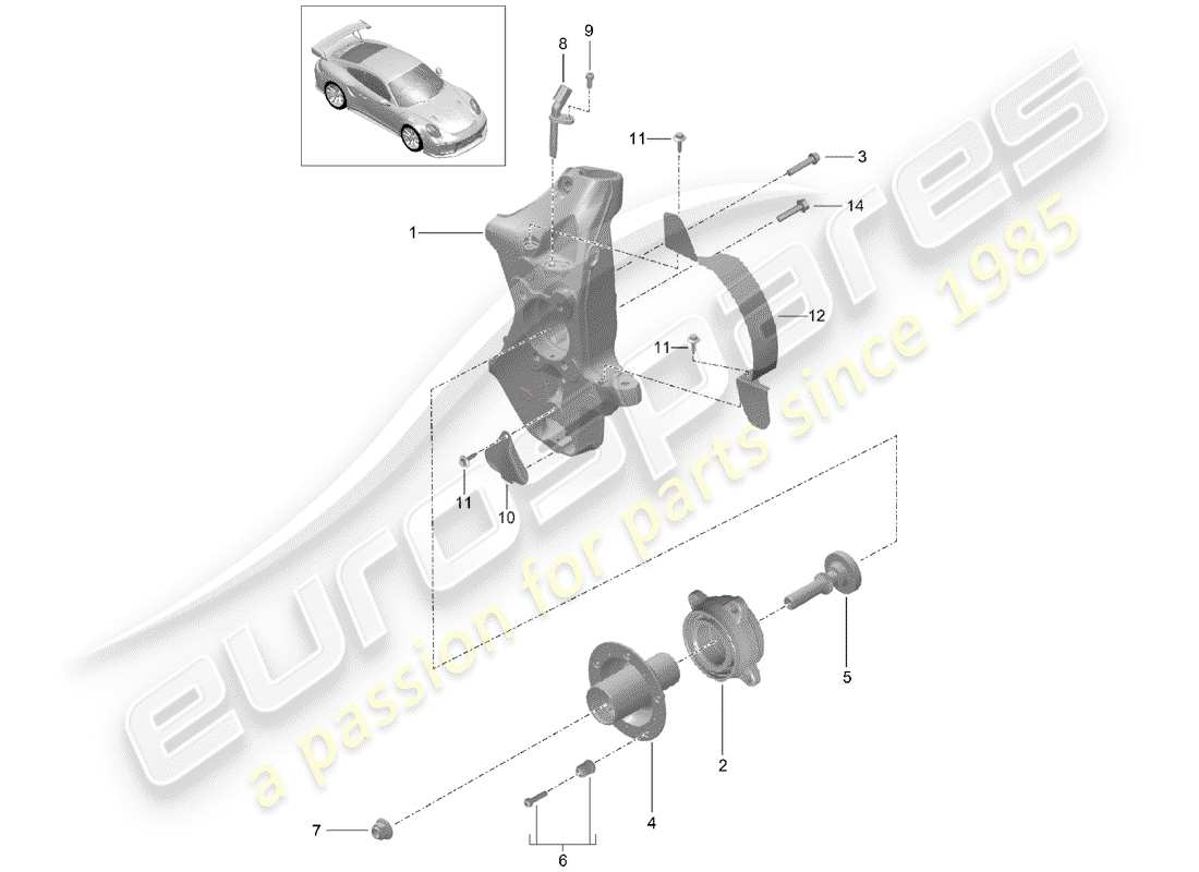 porsche 2016 (991-1 turbo) support de roue schéma des pièces