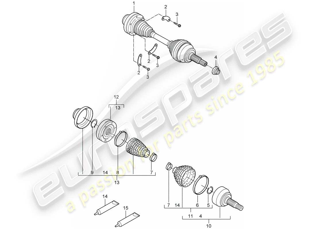 porsche 2009 (cayenne e1 9pa) arbre de transmission schéma des pièces