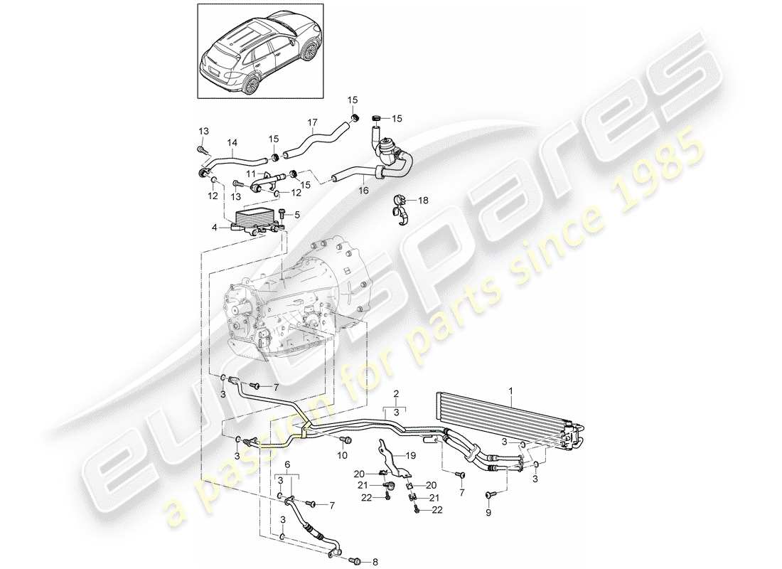 porsche 2012 (cayenne e2 92a) tiptronique schéma des pièces