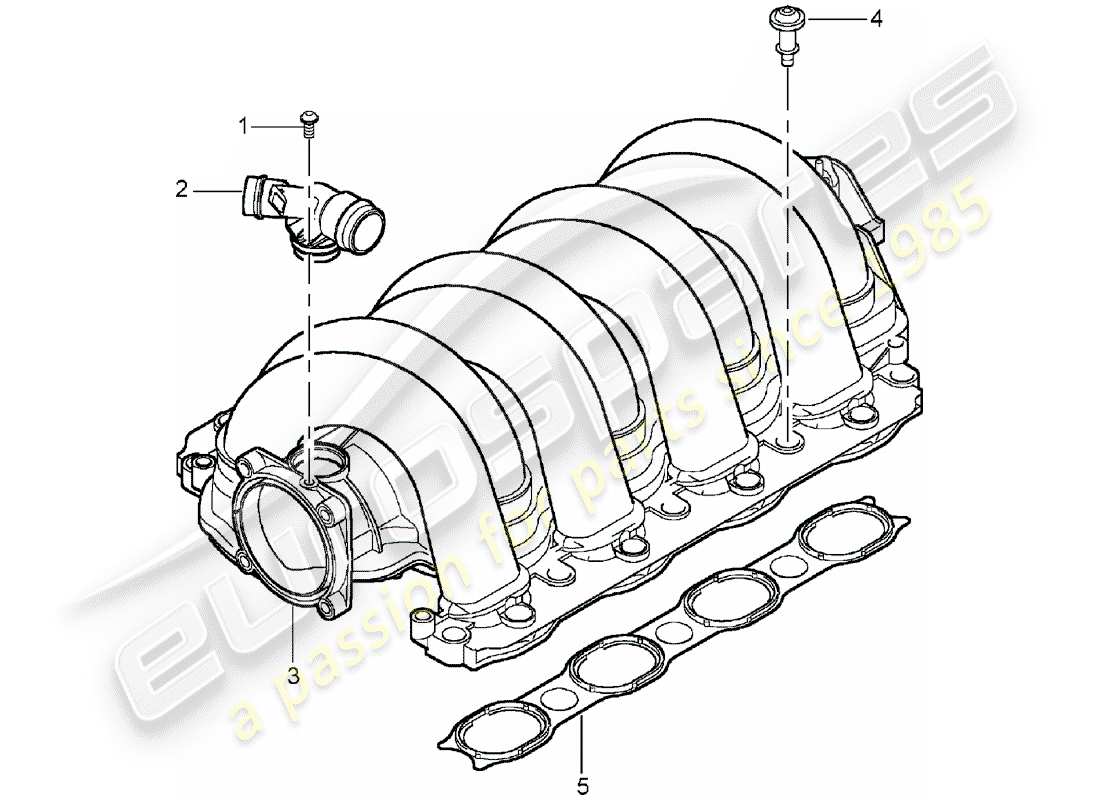 porsche 2004 (cayenne e1 9pa) distributeur d'air d'admission schéma des pièces