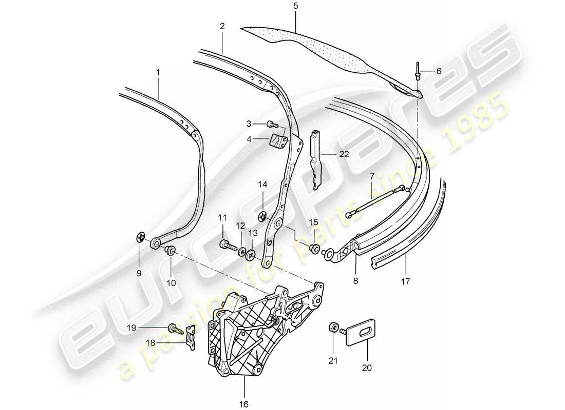 porsche 2005 (997-1) cadre supérieur schéma des pièces