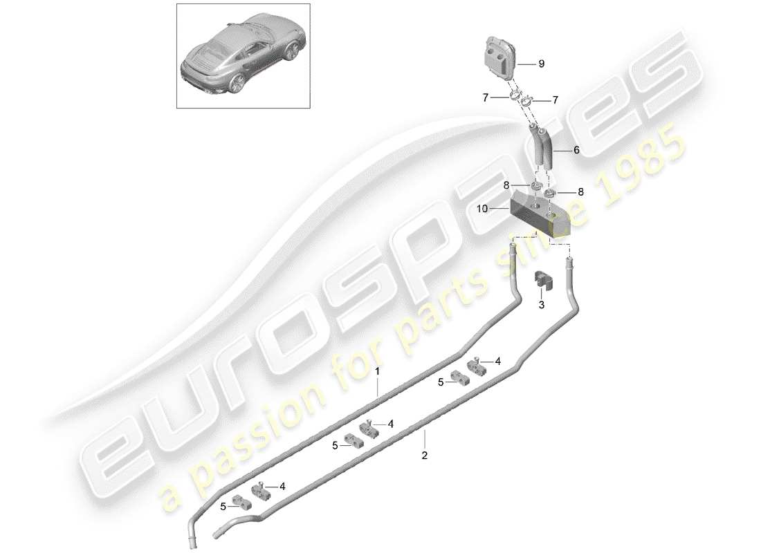 porsche 2016 (991-1 turbo) chauffage schéma des pièces