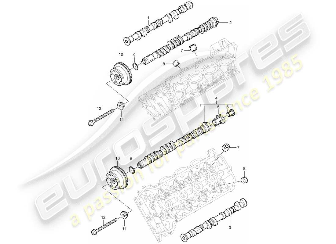 porsche 2009 (cayenne e1 9pa) arbre à cames schéma des pièces