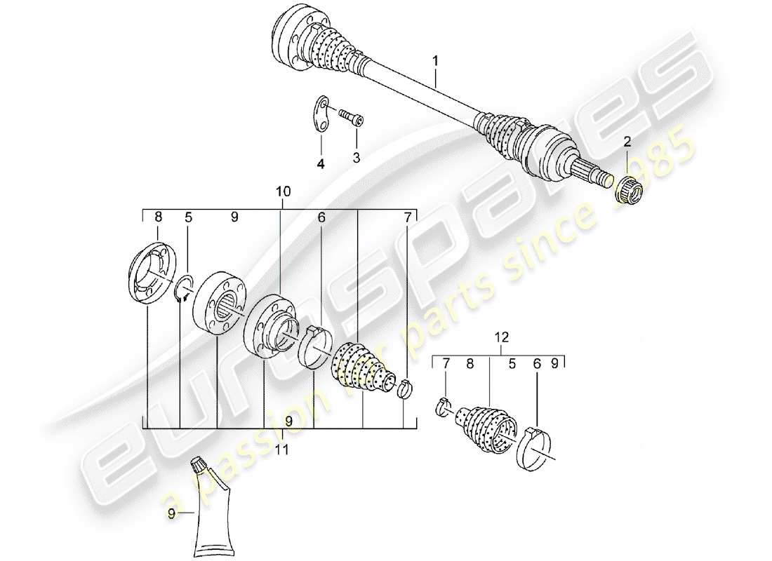 porsche 2005 (cayenne e1 9pa) arbre de transmission schéma des pièces