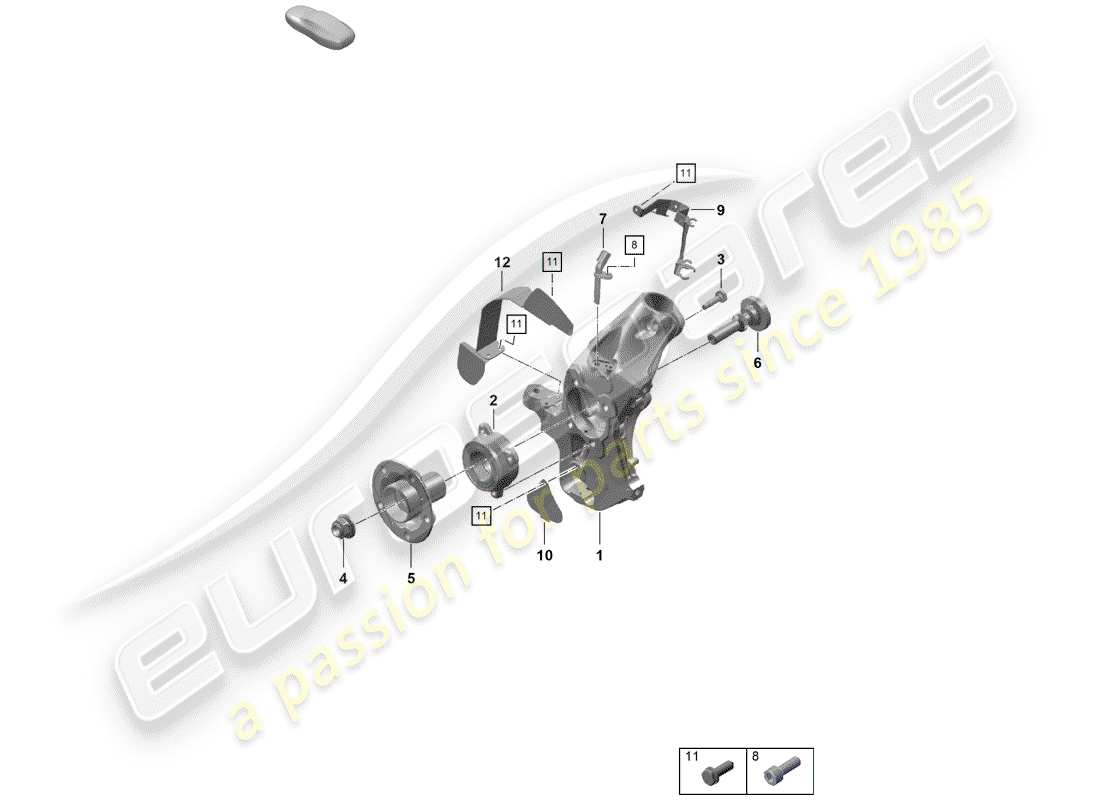 porsche 2020 (718 boxster spyder) support de roue schéma des pièces