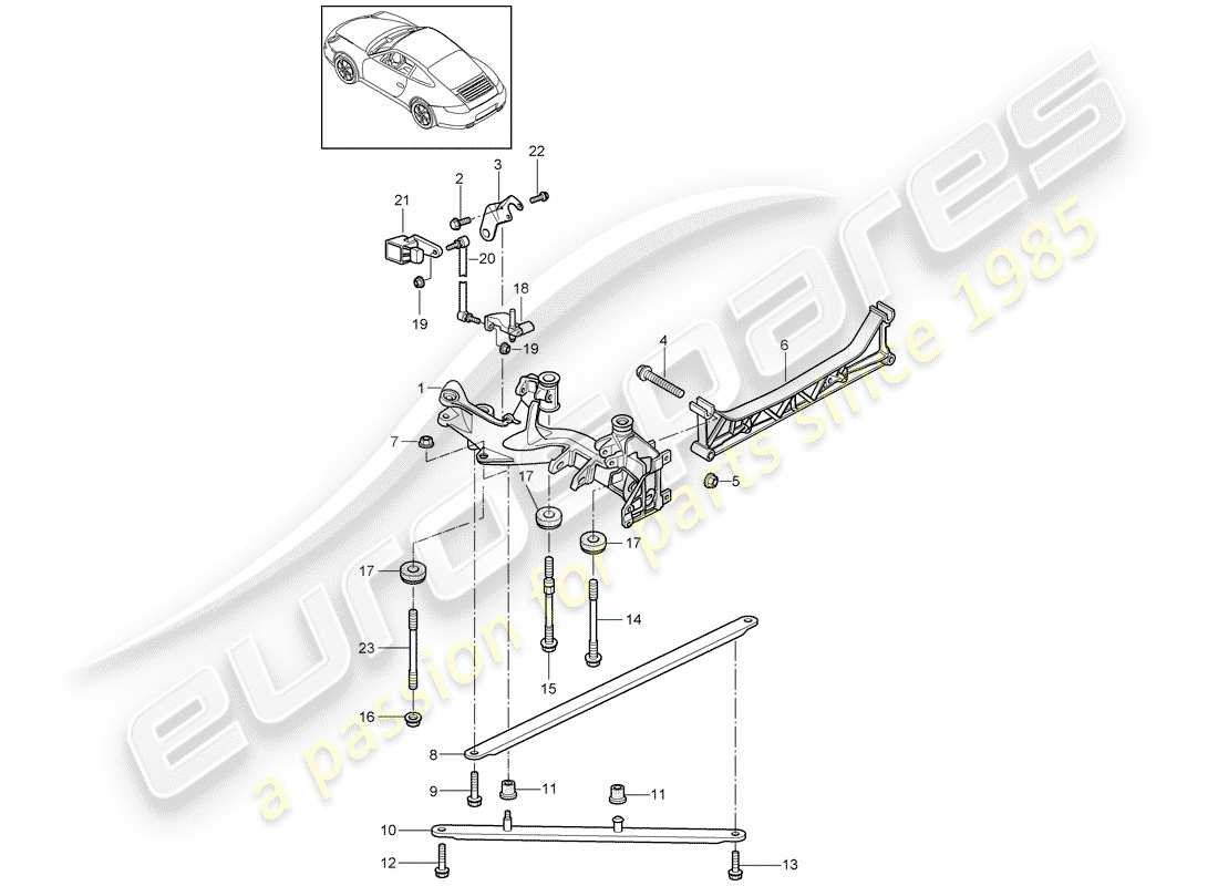 porsche 2011 (997-2) essieu arrière schéma des pièces