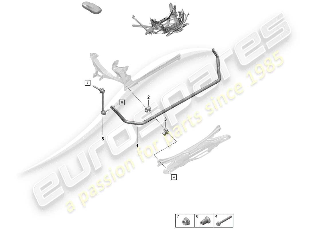 porsche 2020 (718 boxster spyder) stabilisateur schéma des pièces
