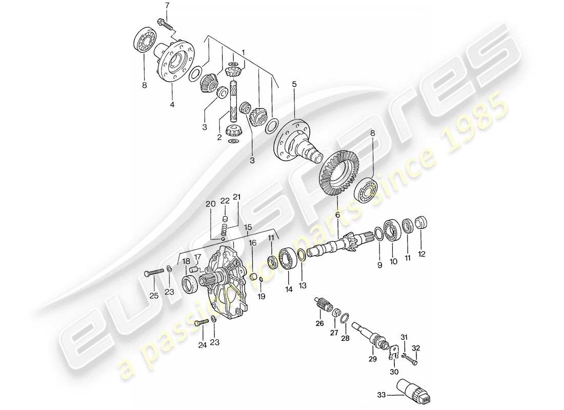 porsche 1990 (944) différentiel - pour - transmission automatique - d >> - mj 1989 schéma des pièces