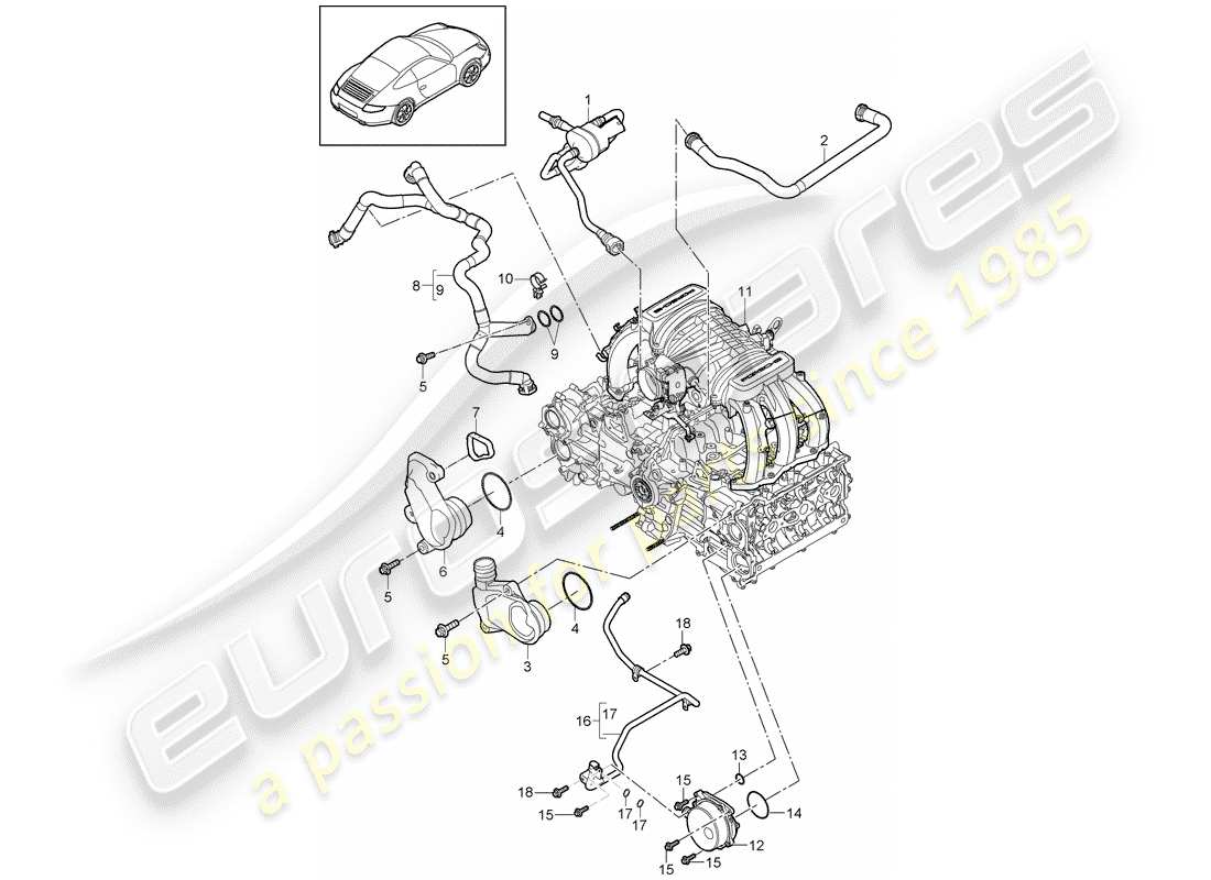 porsche 2011 (997-2) carter schéma des pièces