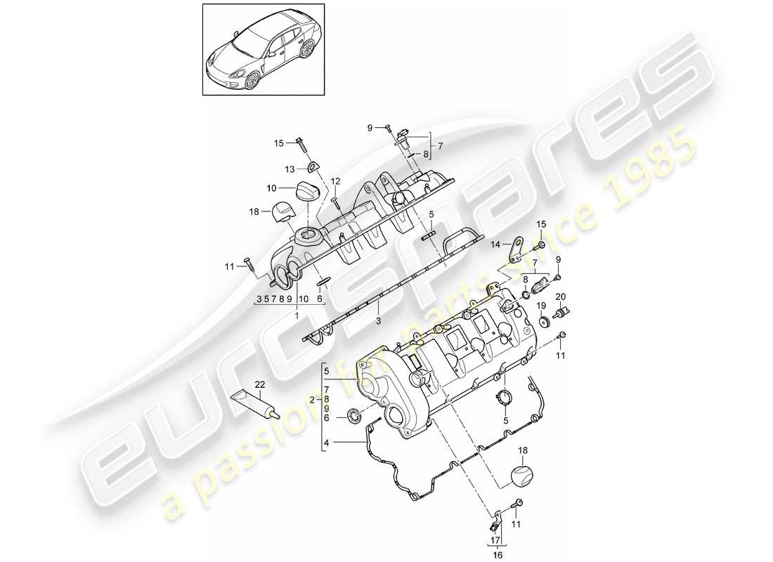 porsche 2016 (panamera 970) couvercle de soupape schéma des pièces