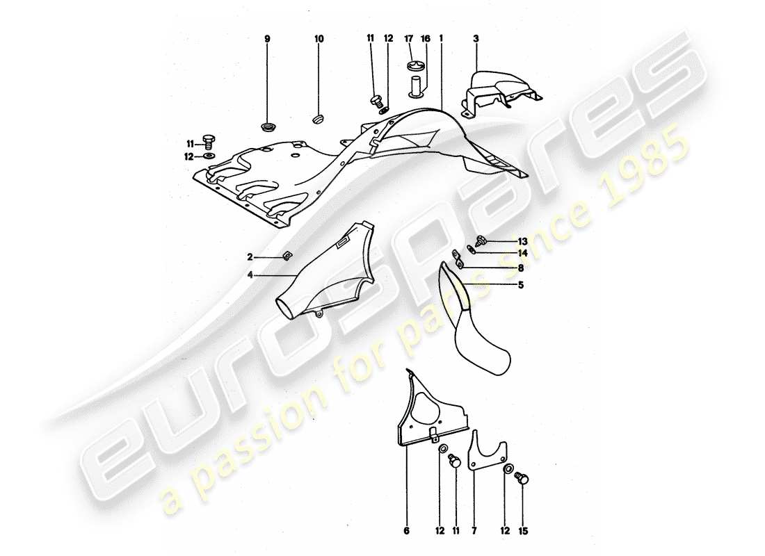 porsche 1976 (911 turbo) diagramme des pièces du conduit d'air