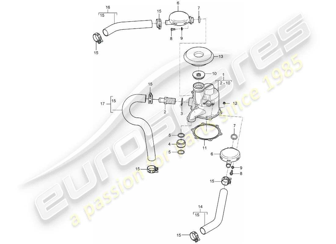 porsche 2004 (carrera gt) lubrification moteur - séparateur air/huile schéma des pièces