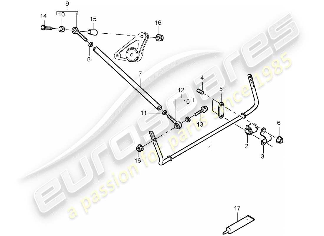 porsche 2005 (carrera gt) schéma des pièces du stabilisateur
