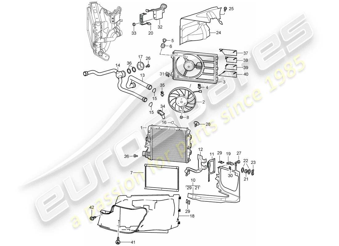 porsche 2009 997-2 turbo / gt2 refroidissement par eau 3 schéma des pièces