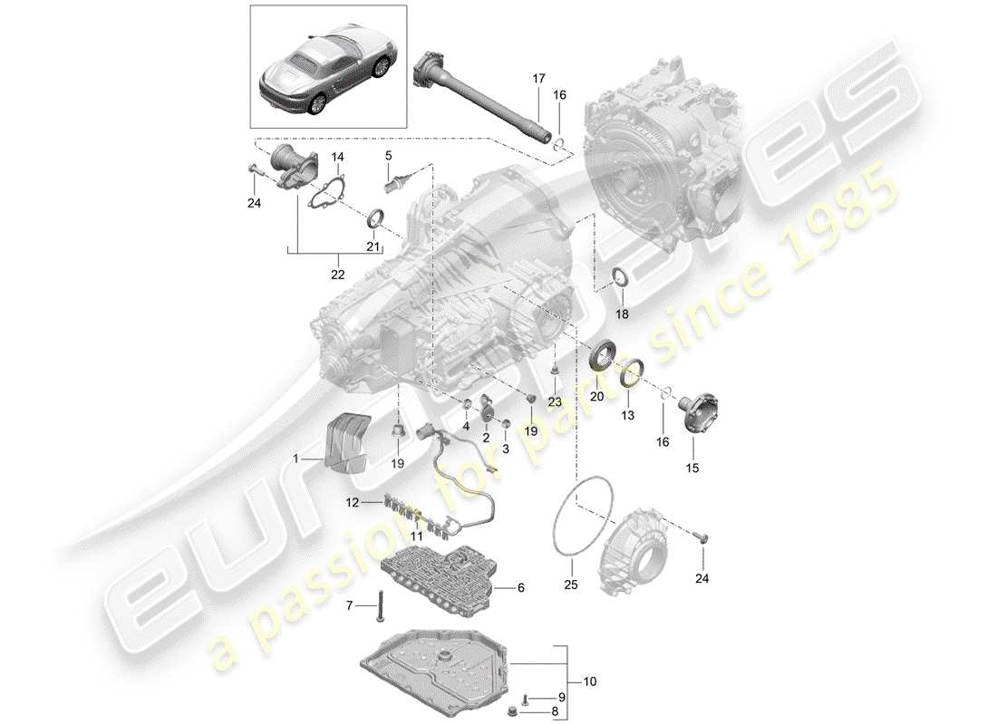 porsche 2019 (718 boxster) -pdk-diagramme des pièces