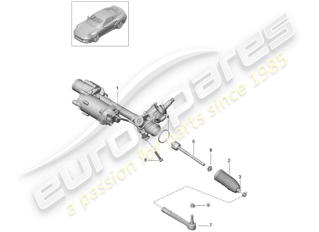 porsche 2020 (991-2 turbo) mécanisme de direction schéma des pièces