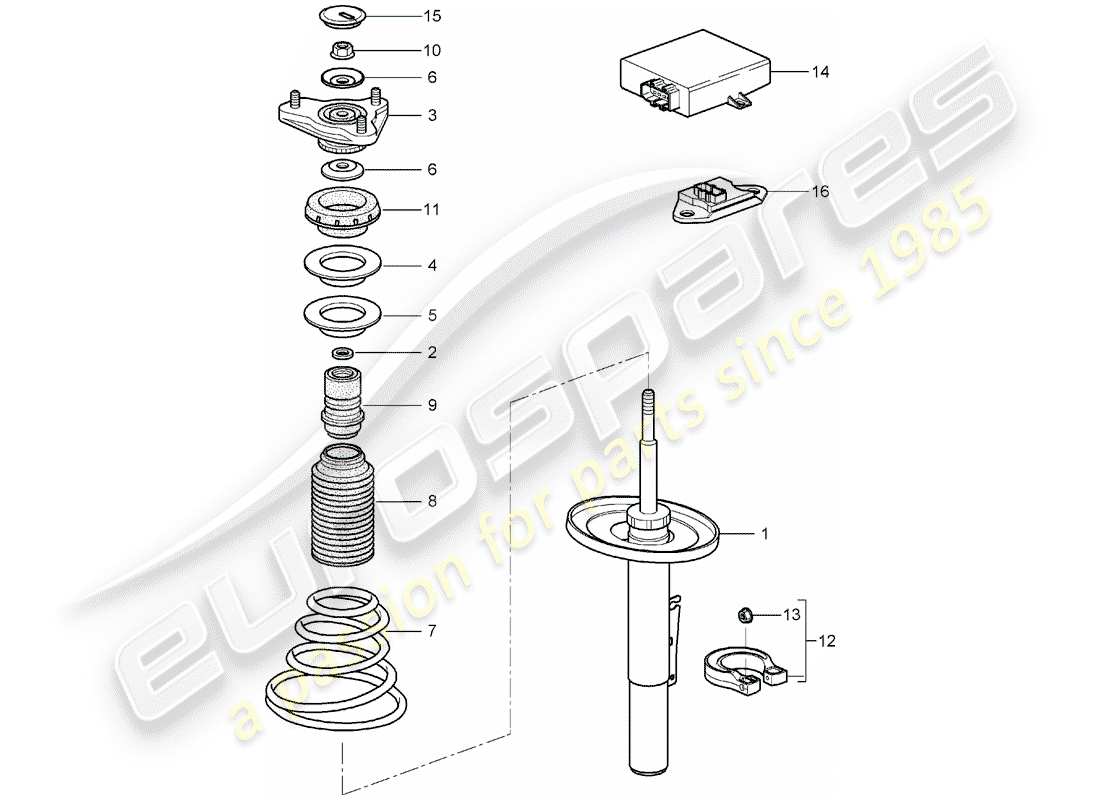 porsche 997 (2005) schéma des pièces de suspension