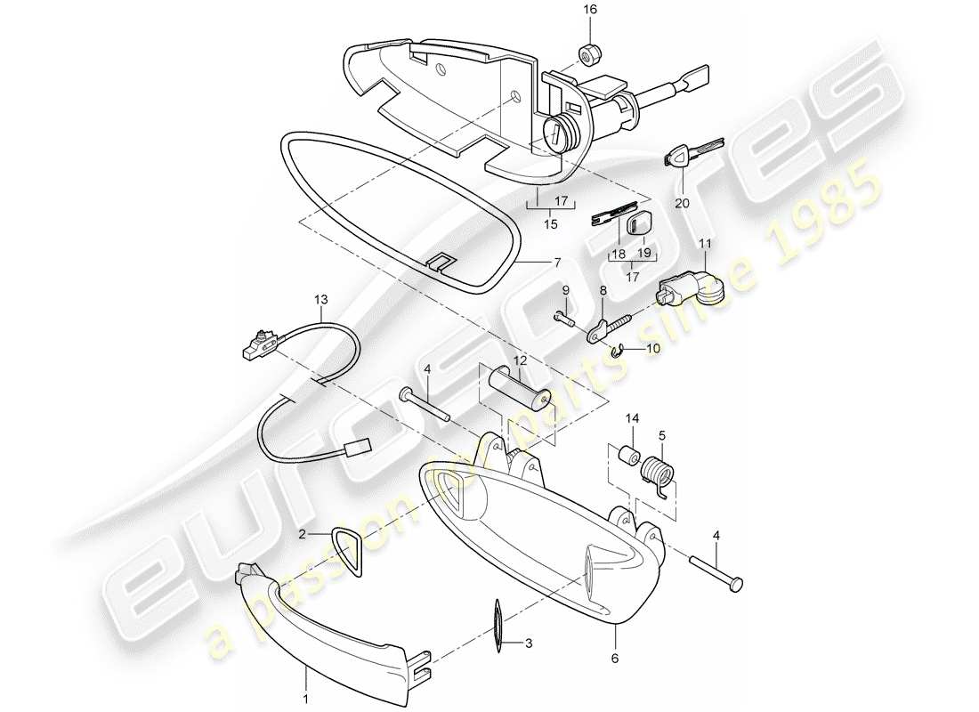 porsche 2012 (997-2) poignée de porte schéma des pièces