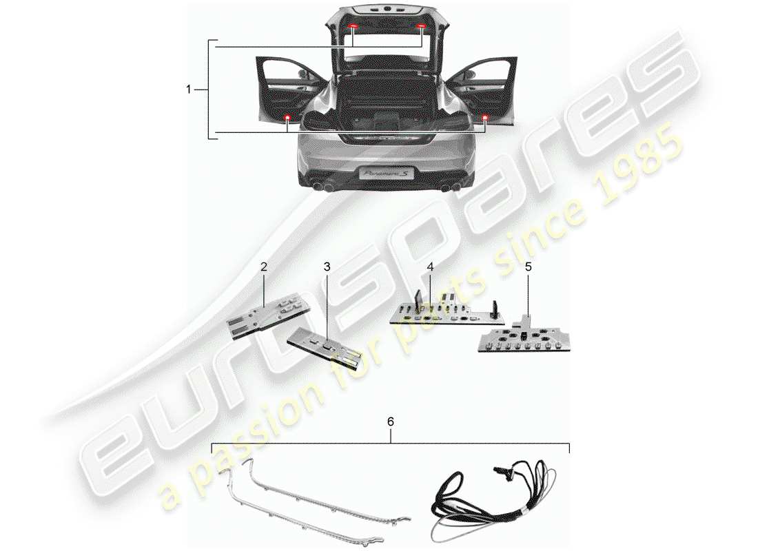 porsche 2015 (tequipment panamera) module led schéma des pièces