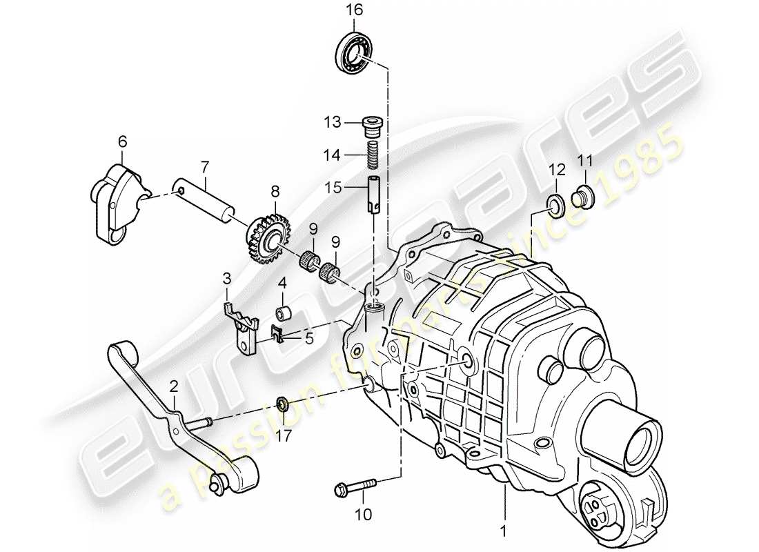 porsche 2002 (996) carter de transmission - couvercle de transmission schéma des pièces