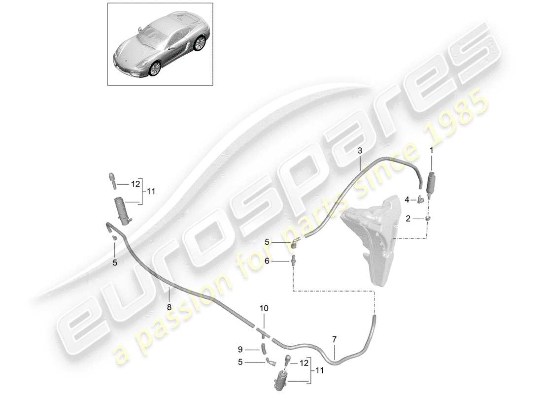 porsche 2016 (981 cayman) système de lave- rondelle schéma des pièces