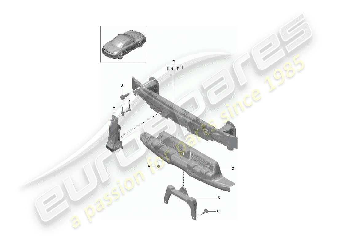 porsche 2015 (981 boxster) support de pare-chocs schéma des pièces
